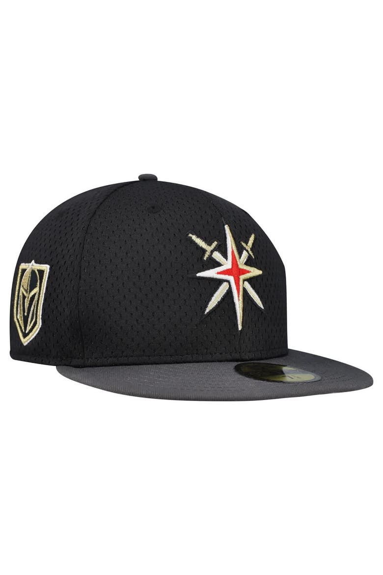 Men's New Era Black/Gray Vegas Golden Knights Mesh Crown Two-Tone 59FIFTY Fitted Hat, Main, color, Black