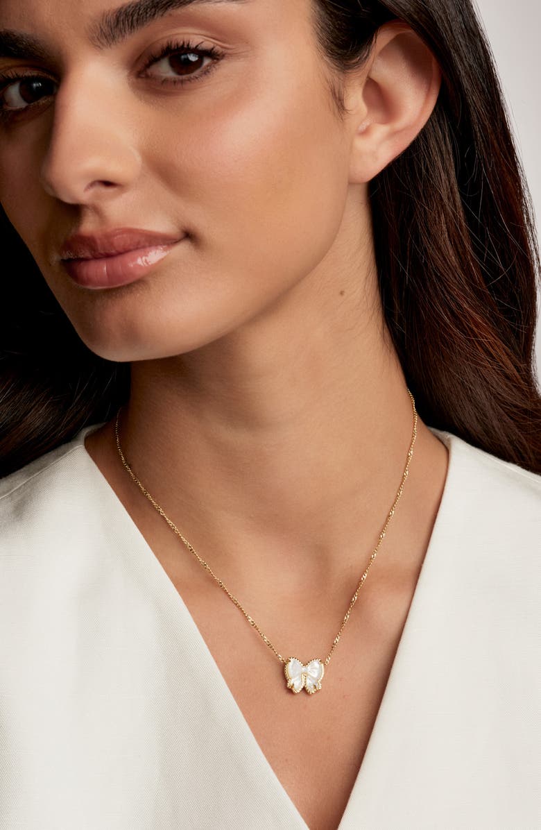 Kendra Scott Haley Bow Pendant Necklace, Alternate, color, Gold Ivory Mother Of Pearl