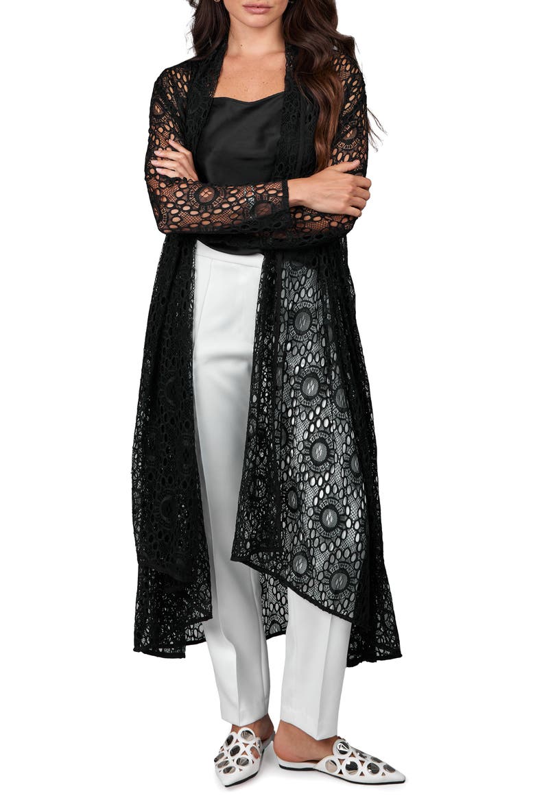 Medallion Lace Duster, Main, color, BLACK