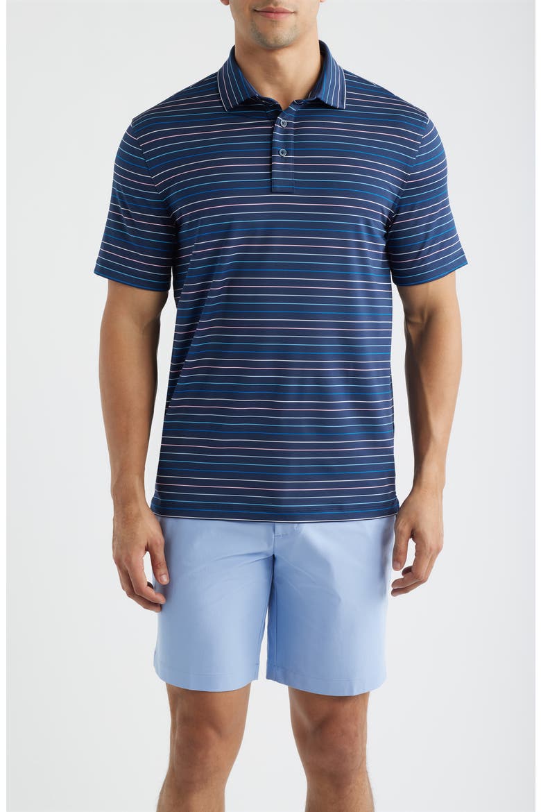 Stripe Performance Golf Polo, Main, color, TWILIGHT / BAJA