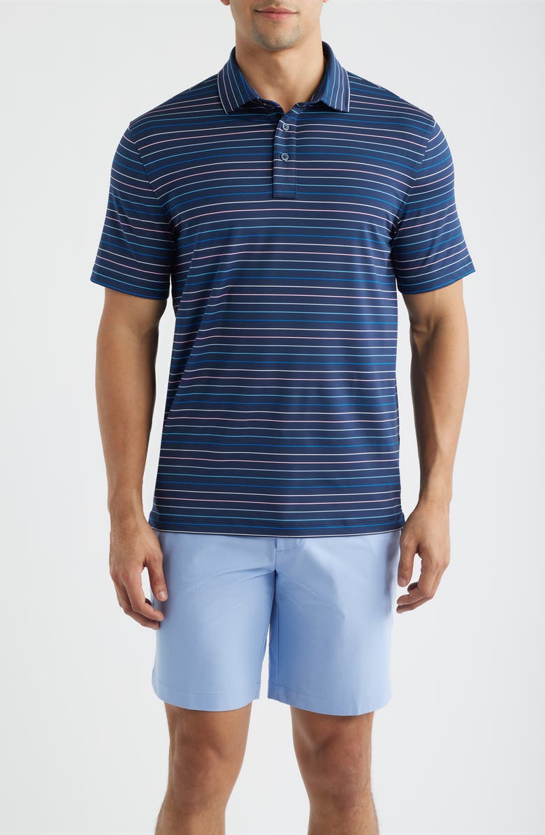G/FORE Stripe Performance Golf Polo, Main, color, Twilight / Baja