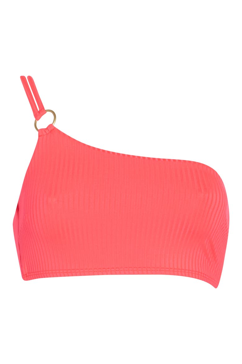 Cosmo One-Shoulder Bikini Top, Alternate, color, CORAL