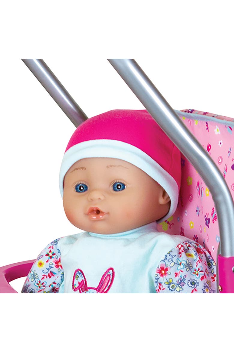 16 Inch Baby Doll & Shopping Cart Set, Pink & Blue Bunny Outfit, Trolley, Alternate, color, Multicolored