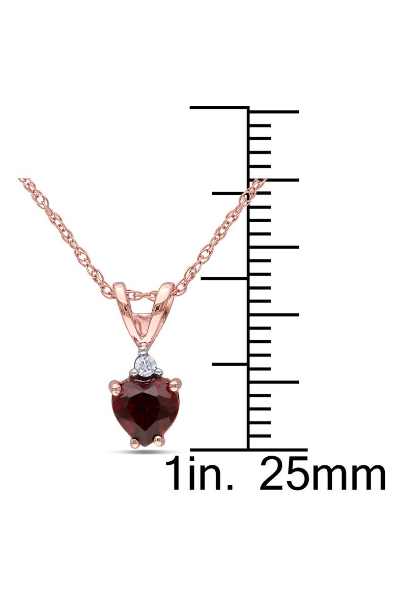 Gemstone & Diamond Solitaire Heart Necklace 10K, Alternate, color, Garnet/Rose Gold