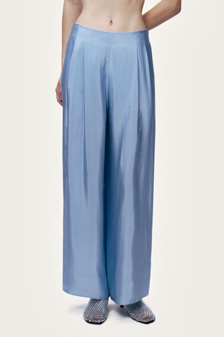 Wide Leg Pleat Front Trousers, Alternate, color, Blue