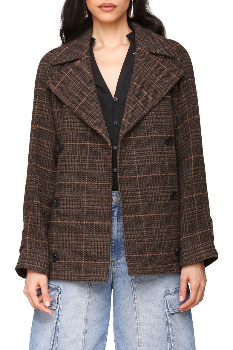 Double Breasted Plaid Coat, Main, color, ESTATE PLAID