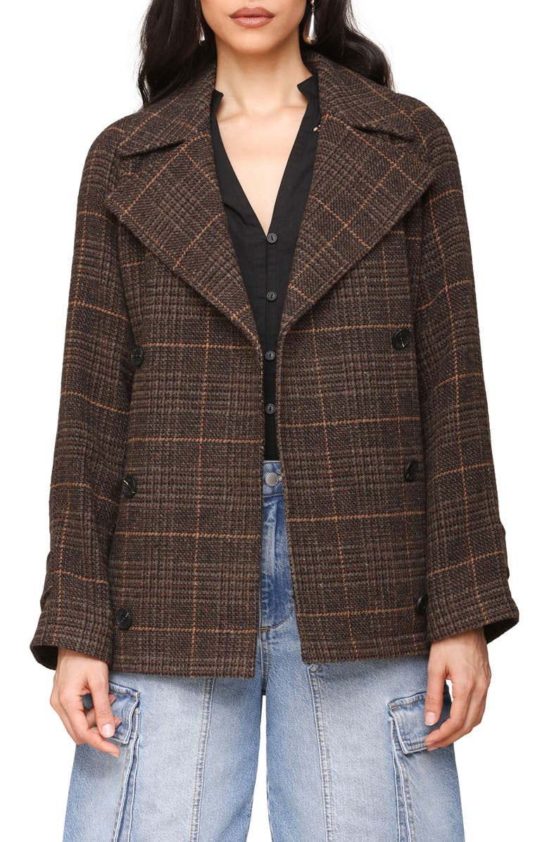 Avec Les Filles Double Breasted Plaid Coat, Main, color, Estate Plaid