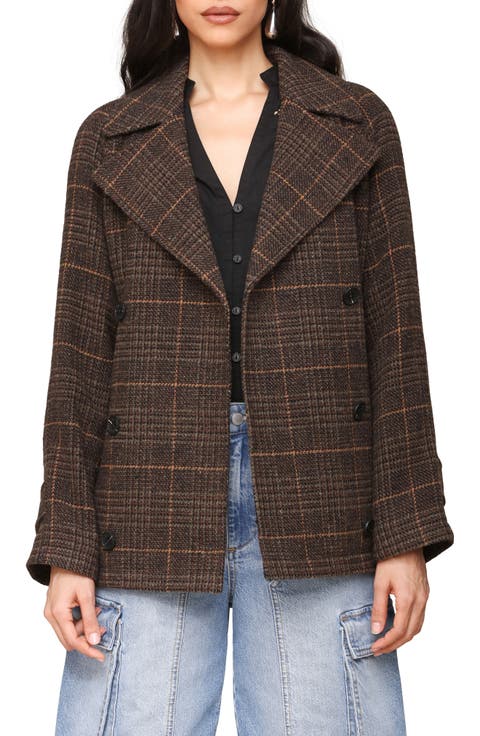 Double Breasted Plaid Coat