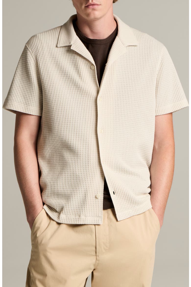 Macro Cotton Blend Waffle Button-Up Shirt, Main, color, BLANCO