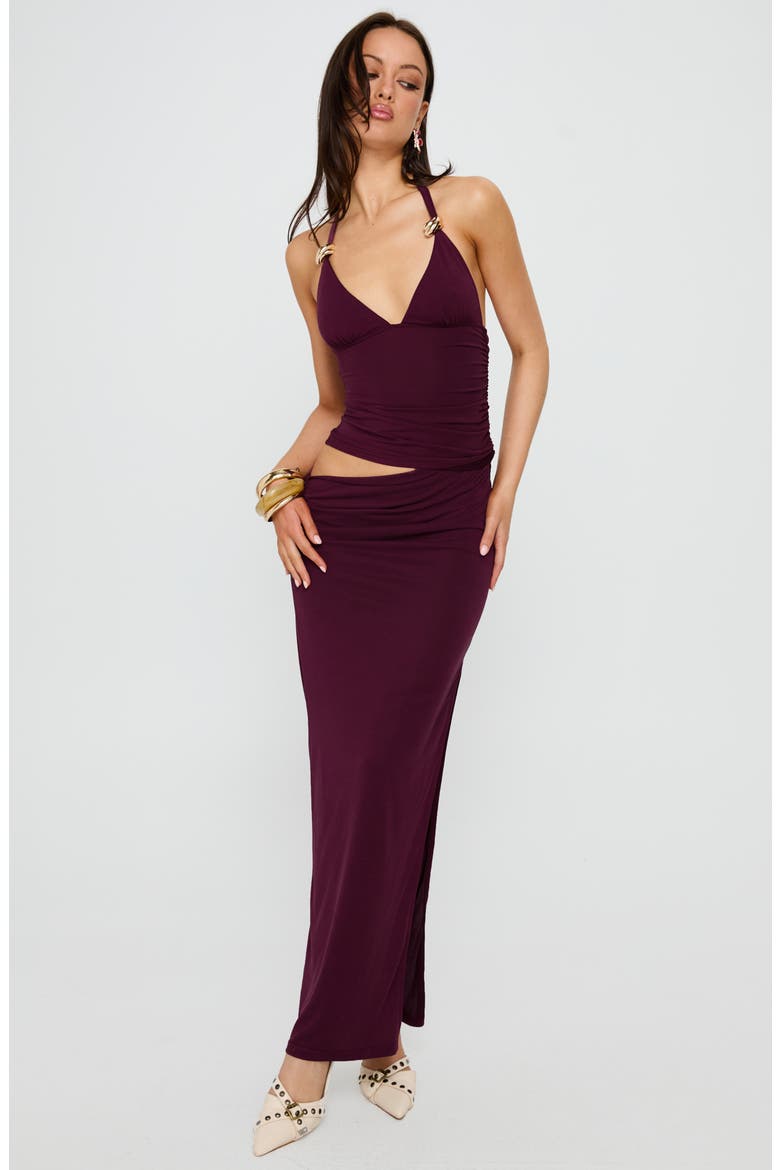 Imeraldia Cutout Halter Maxi Dress, Alternate, color, CURRANT