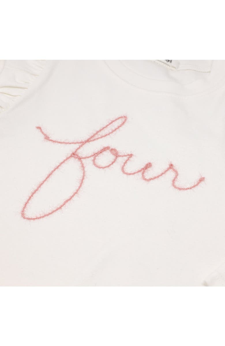 oh baby! "four" Pink Eyelash Millie Long Sleeve Tee, Alternate, color, Cream