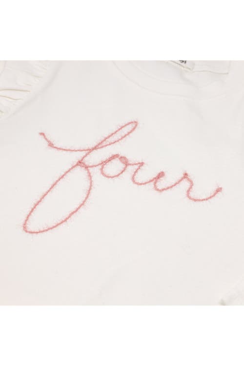 Oh Baby ! "four" Pink Eyelash Millie Long Sleeve Tee In Cream