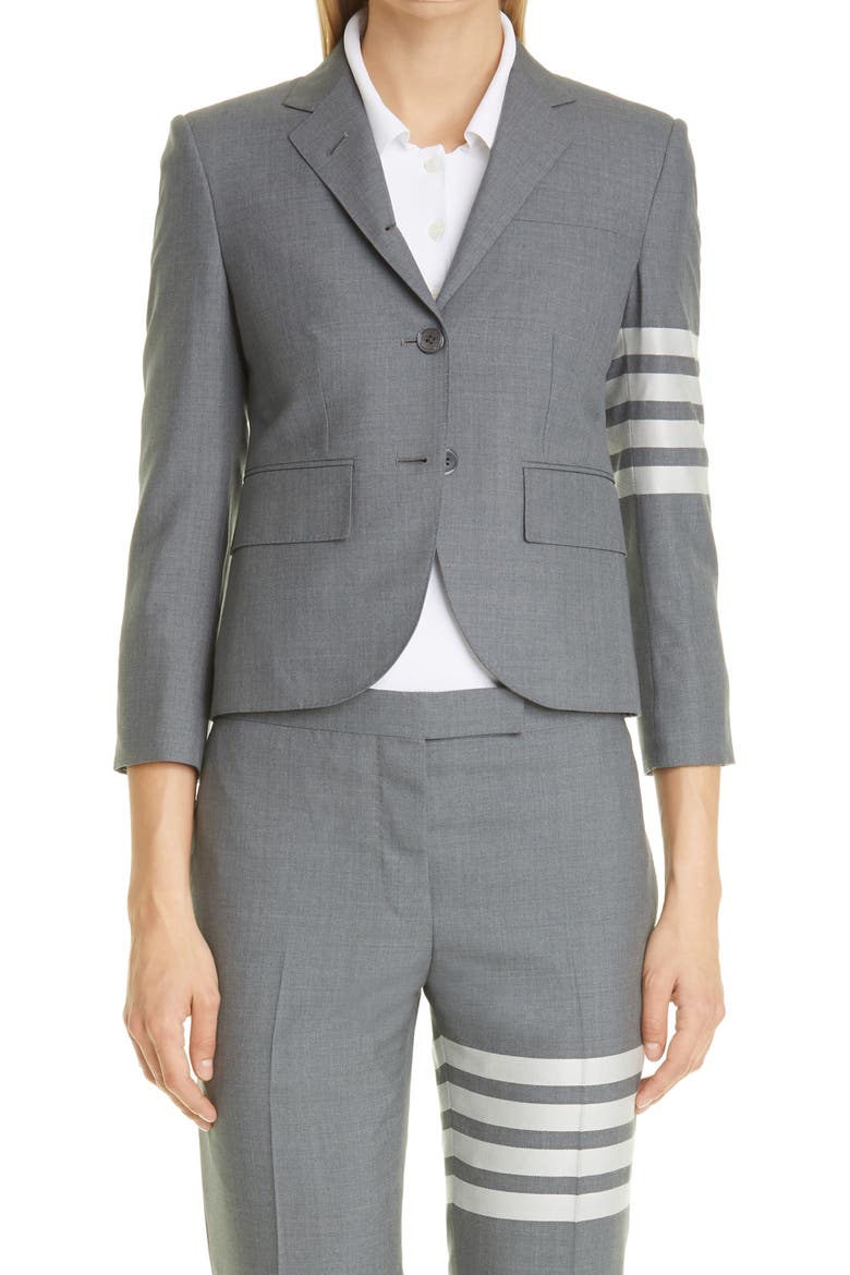 Stripe High Armhole Wool Sport Coat, Main, color, MED GREY