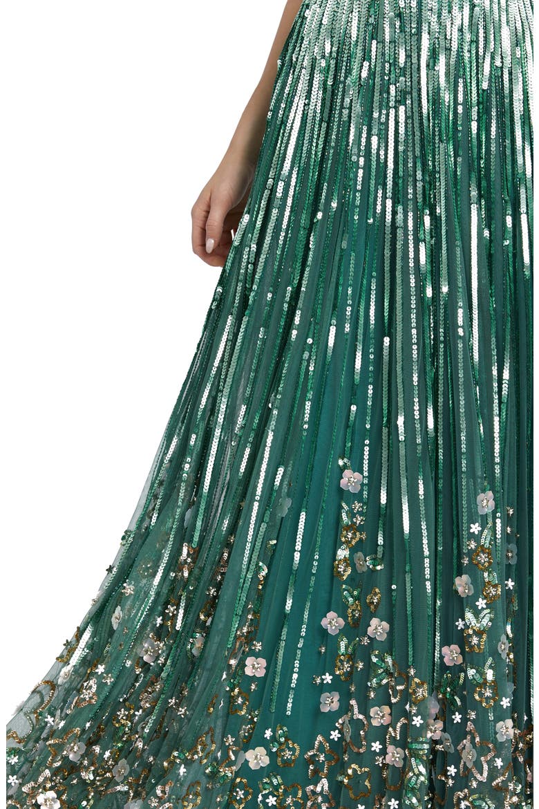 Sequin Embellished A-Line Gown, Alternate, color, SAGE