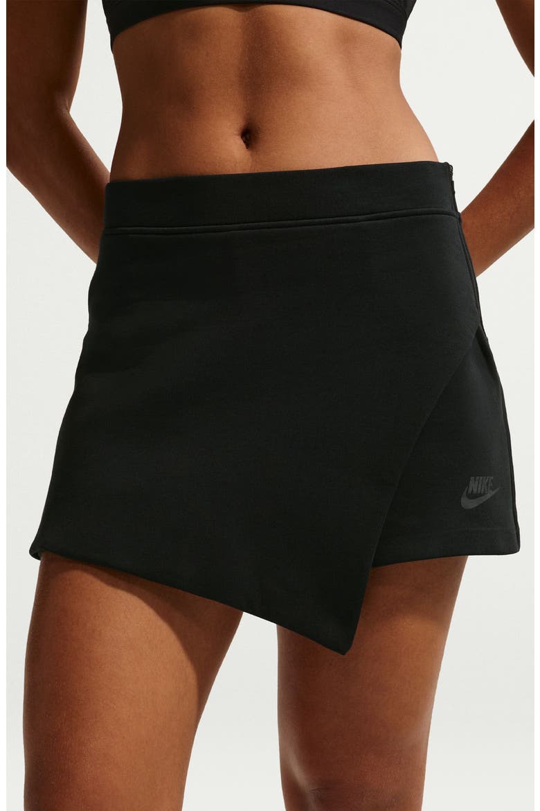 Cotton Blend Tech Fleece Skort, Alternate, color, BLACK/ BLACK