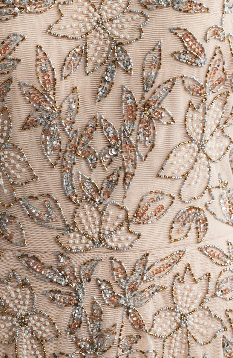 Pisarro Nights Short Sleeve Beaded Chiffon Gown, Alternate, color, Blush