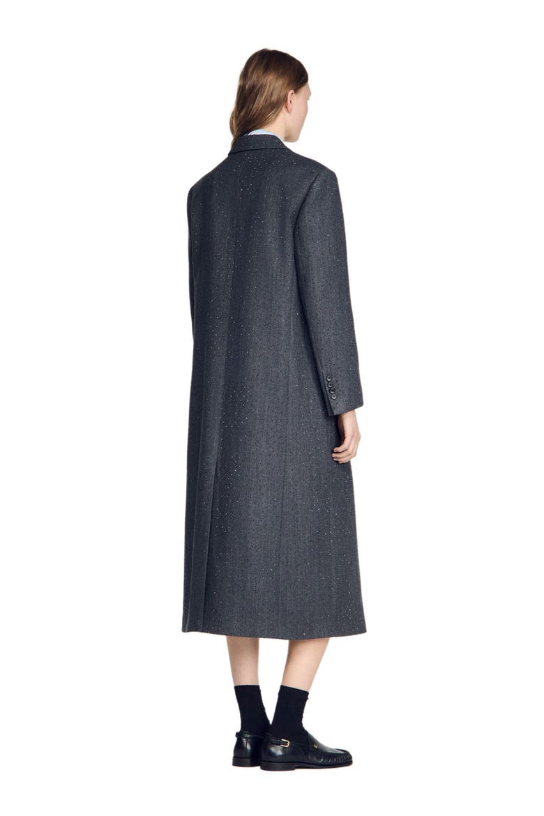 Long wool coat with rhinestones, Alternate, color, Dark grey