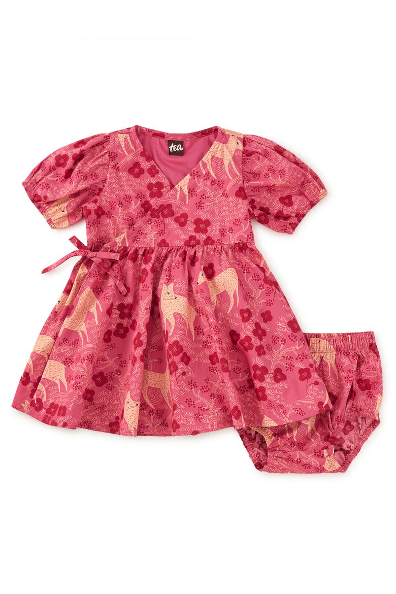 Tie Wrap Neck Dress, Alternate, color, Wandering Deer Floral