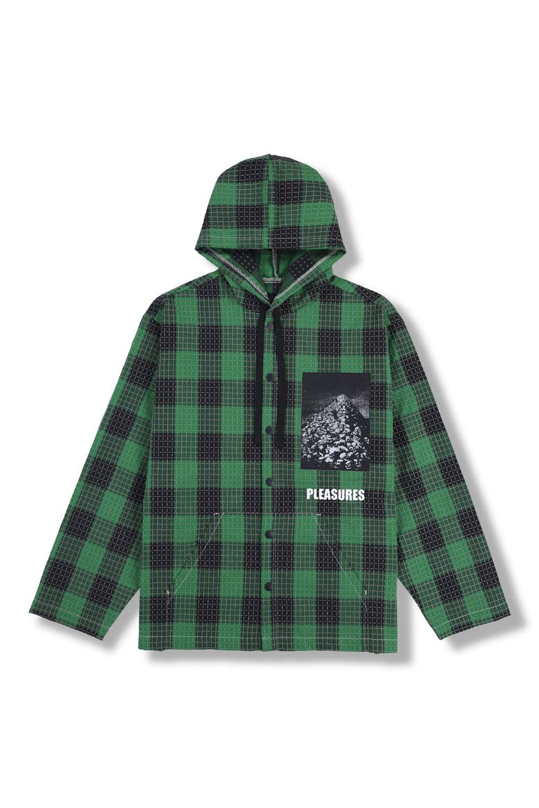 Virtual Hooded Snap-Up Shirt, Alternate, color, GREEN