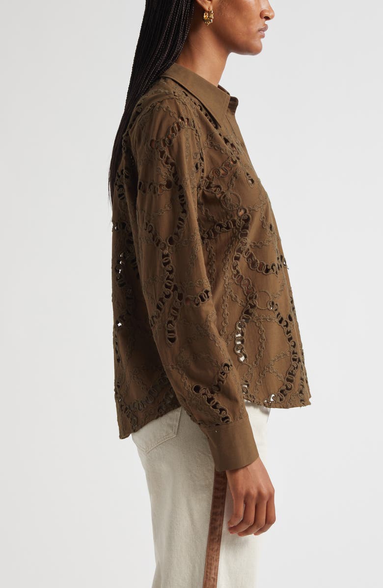 L'AGENCE Ellery Eyelet Cotton Blend Top, Alternate, color, Pine