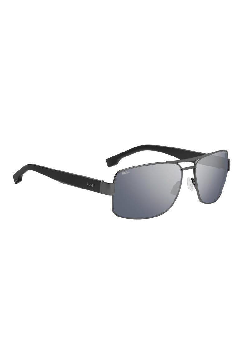62mm Oversize Polarized Navigator Sunglasses, Alternate, color, DARK RUTHENIUM/ GREY POLAR
