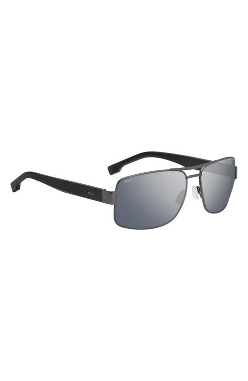 Hugo Boss Boss 62mm Oversize Polarized Navigator Sunglasses In Dark Ruthenium/grey Polar