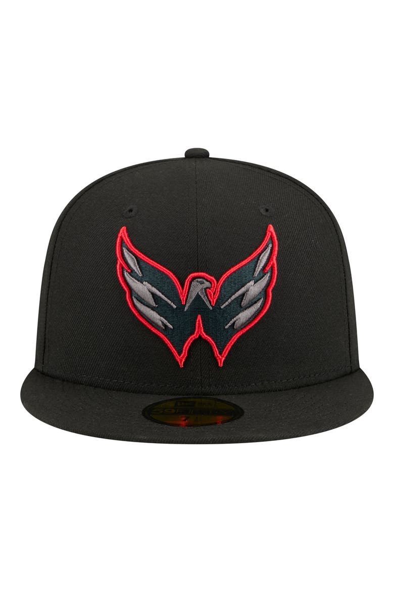 Men's New Era Black Washington Capitals Color Pop 59FIFTY Fitted Hat, Alternate, color, Black