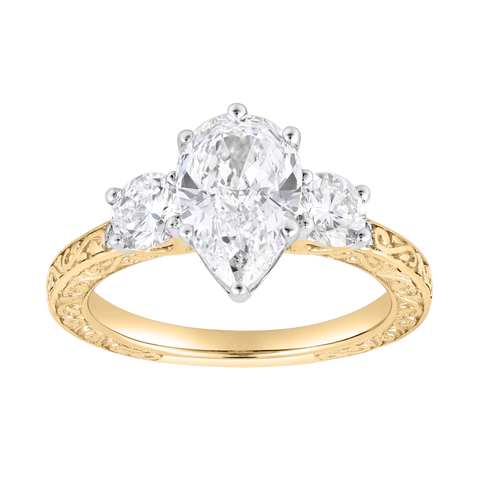 Orlina 14K Gold 2.65 Ct Pear Lab Grown Diamond Engagement Ring