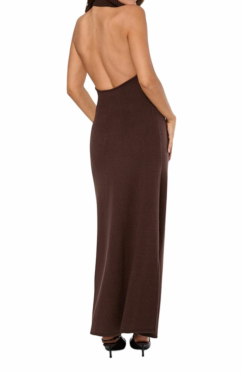 WeWoreWhat Open Back Halter Maxi Dress, Alternate, color, Brown
