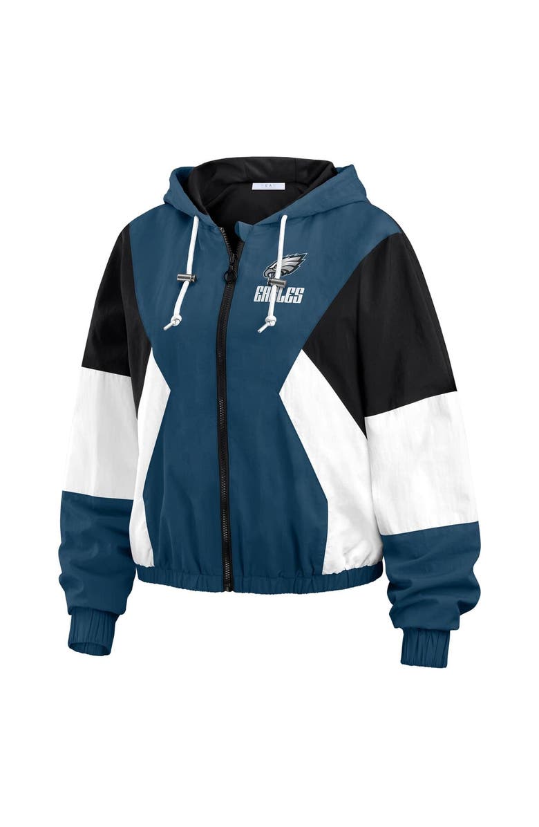 WEAR by Erin Andrews Women's WEAR by Erin Andrews  Green Philadelphia Eagles Color Block Full-Zip Windbreaker Jacket, Alternate, color, 