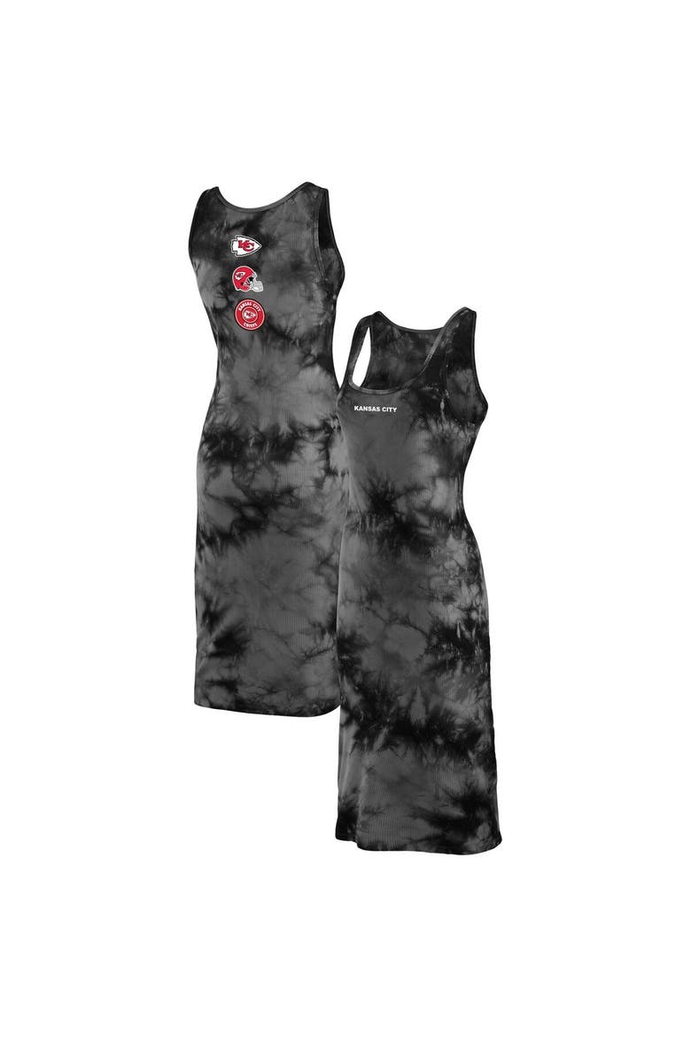 Women's WEAR by Erin Andrews Black Kansas City Chiefs Tie-Dye Tank Top Dress, Alternate, color, Black