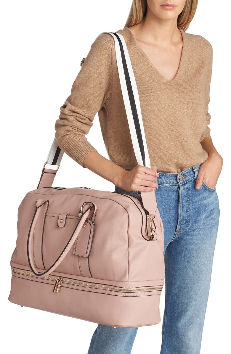 Mali + Lili Large Riley Vegan Leather Weekend Travel Bag, Alternate, color, Mauve