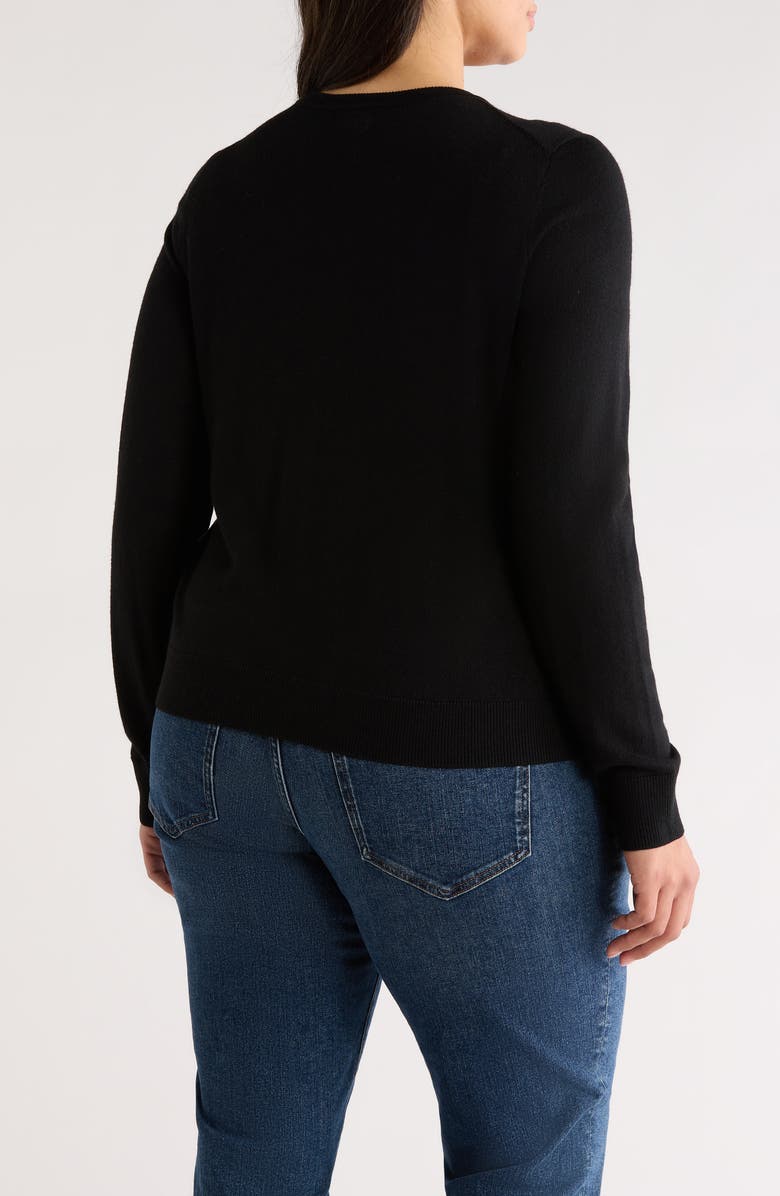 Caslon<sup>®</sup> Crewneck Wool Blend Cardigan, Alternate, color, Black