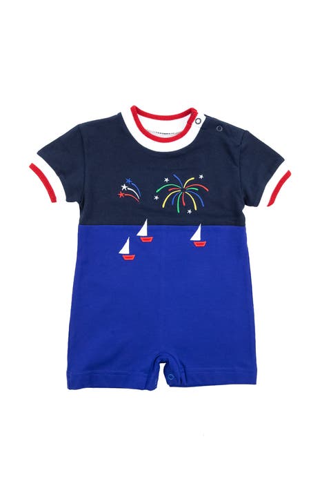 Knit Shortall With Boats And Fireworks (Baby)