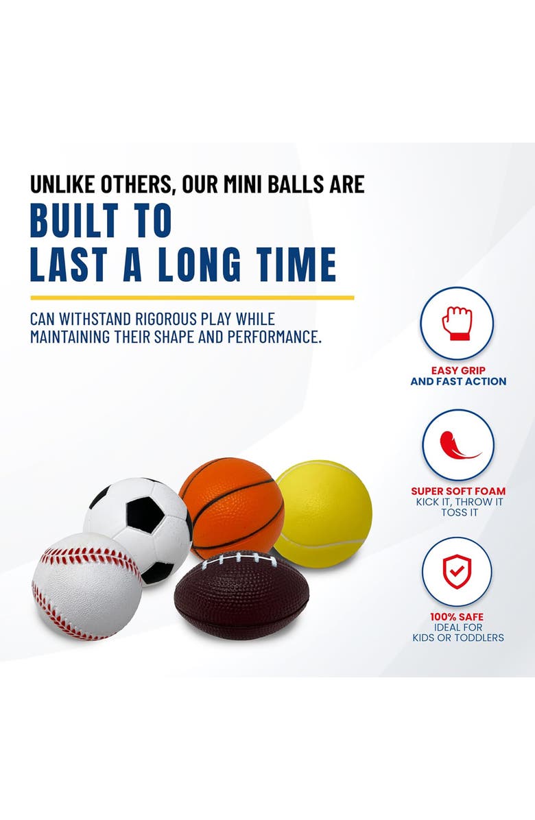 Anywhere Sports 5 Ball Mini Sports Pack | Soft Foam Balls For Kids 3+, Alternate, color, Multicolored