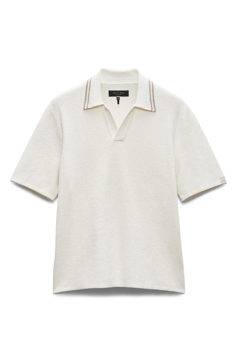 rag & bone Johnny Toweling Rib Polo, Alternate, color, Ivory