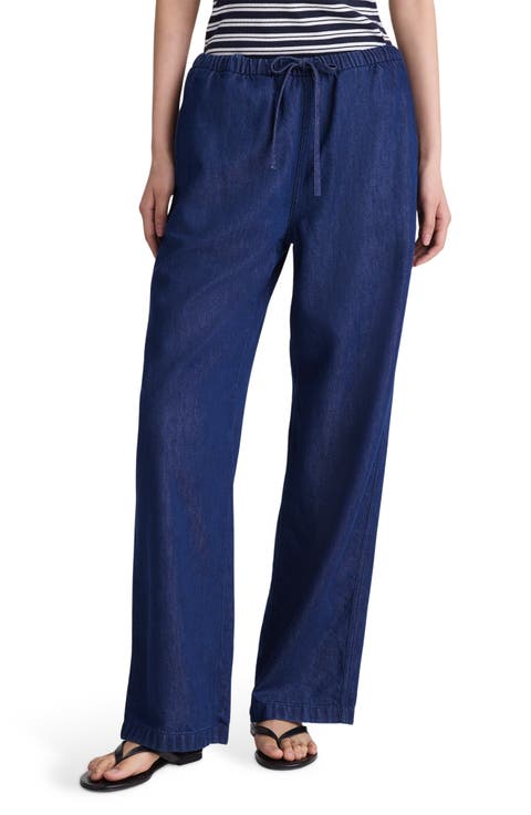 Airy Denim Pull-On Pants (Nostalgic Blue)