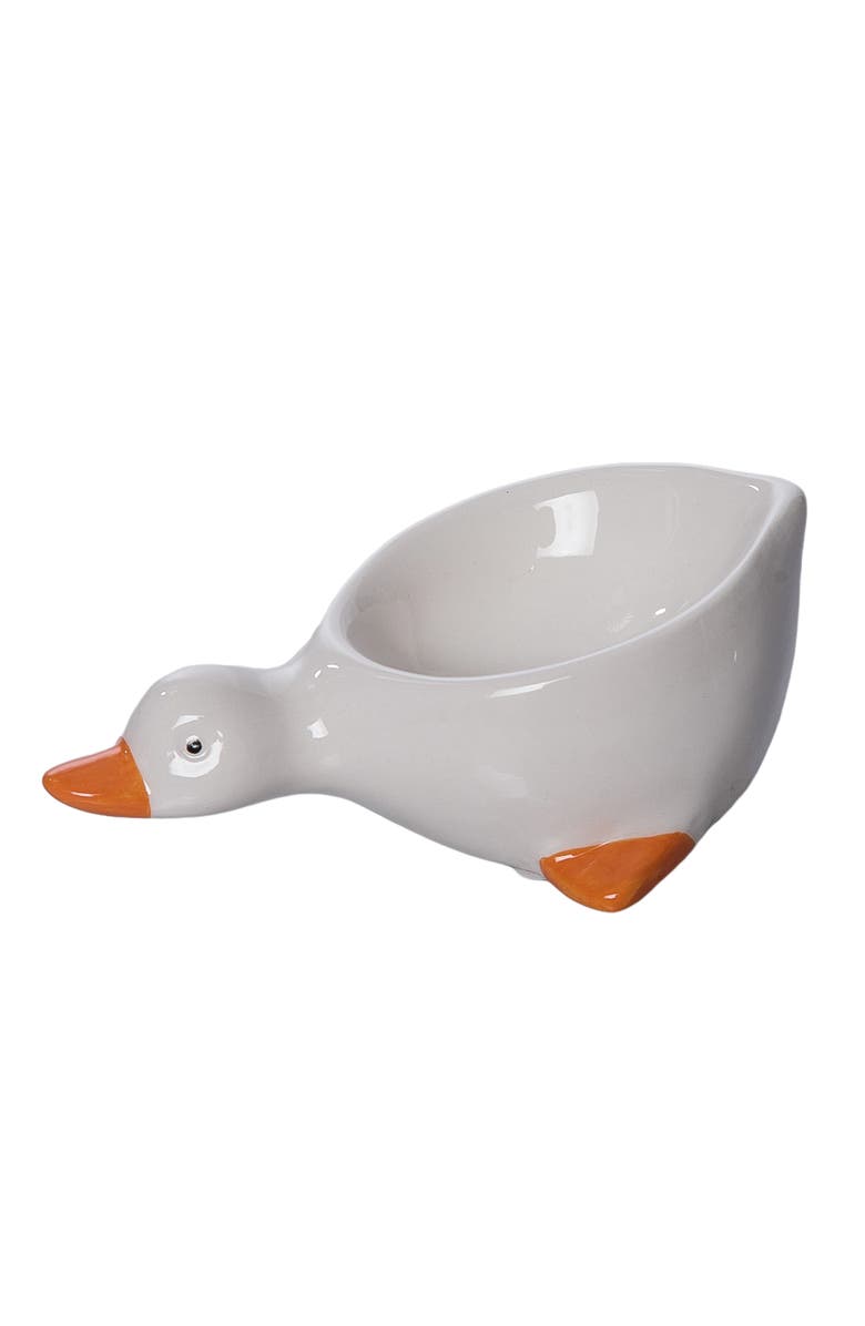 Transpac Dolomite Small Duck Shaped Bowl Multicolored for Spring Serving and Entertaining, Alternate, color, White