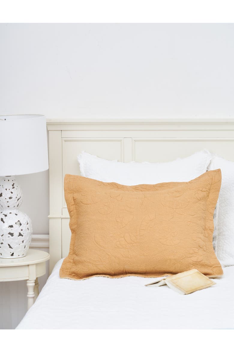 Taupe Shell Matelassé 100% Cotton Decorative Pillow Sham 20" x 26", Alternate, color, Brown