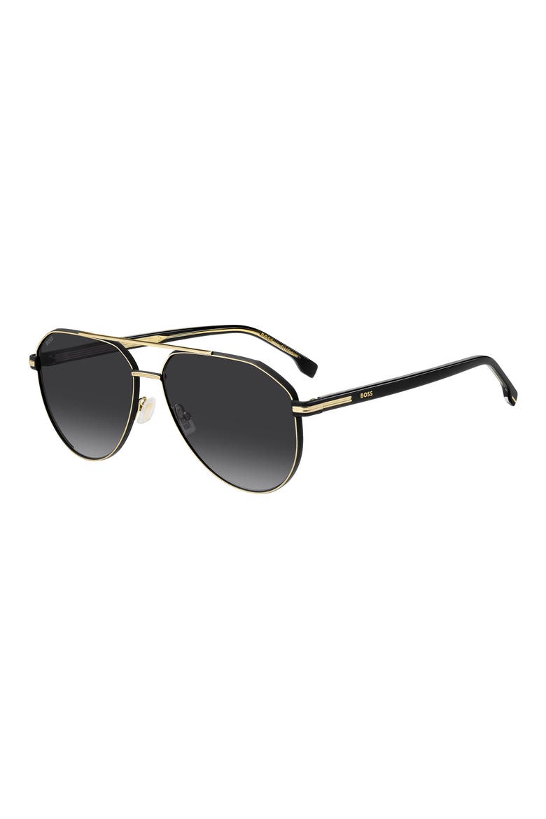 60mm Pilot Sunglasses, Alternate, color, GOLD BLACK/ DARK GREY SF