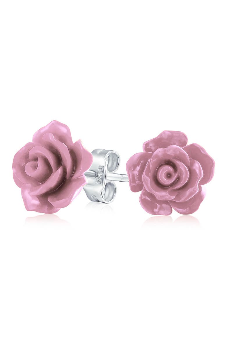 3D Rose Stud Earrings, Alternate, color, LIGHT PURPLE