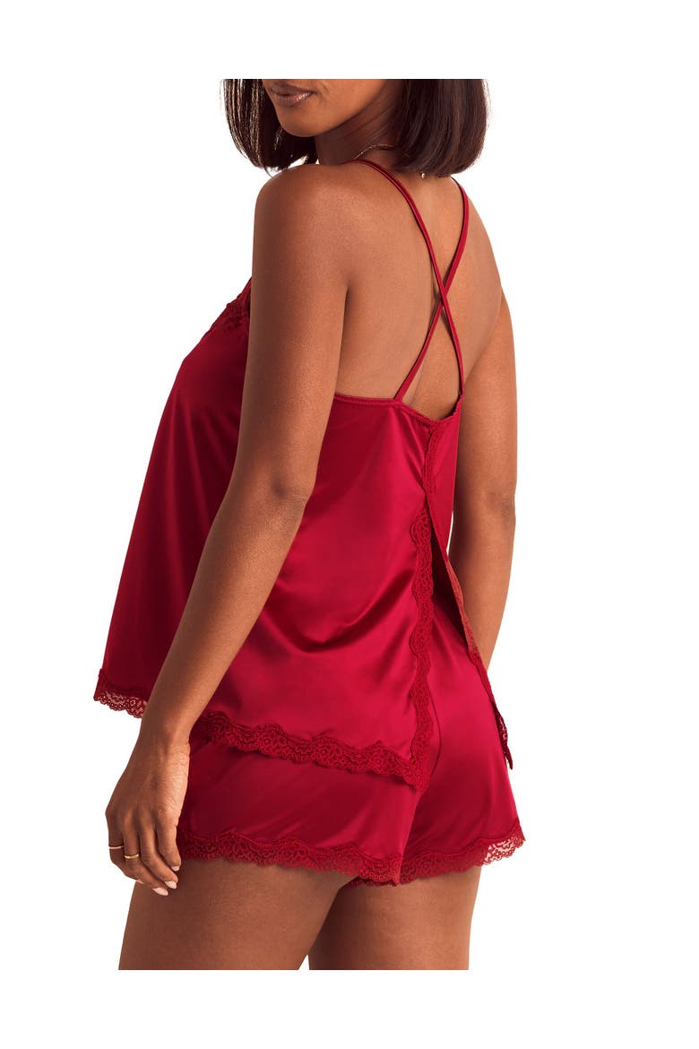 Tiani Pajama Cami And Shorts Set, Alternate, color, Dark red