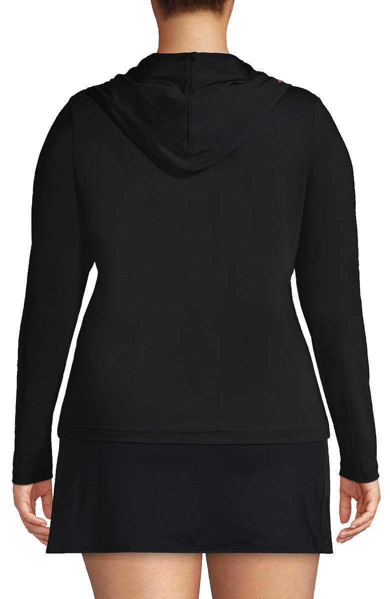 Lands
 End SunShade UPF 50 Long Sleeve Hooded Full Zip Rash Guard, Alternate, color, Black