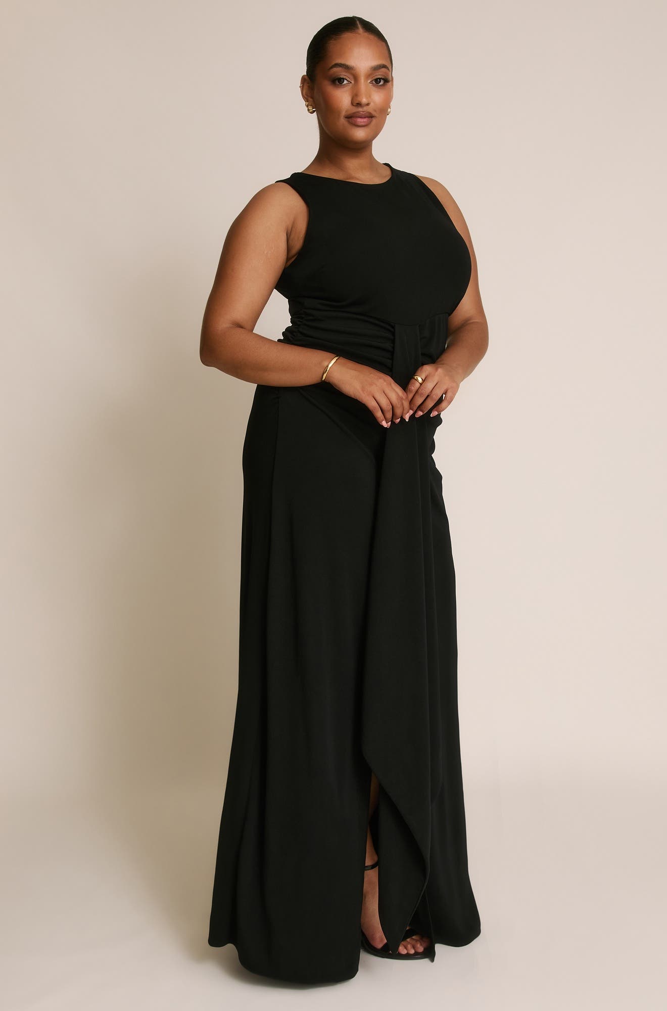 Drape Gathered Sleeveless Stretch - image 2