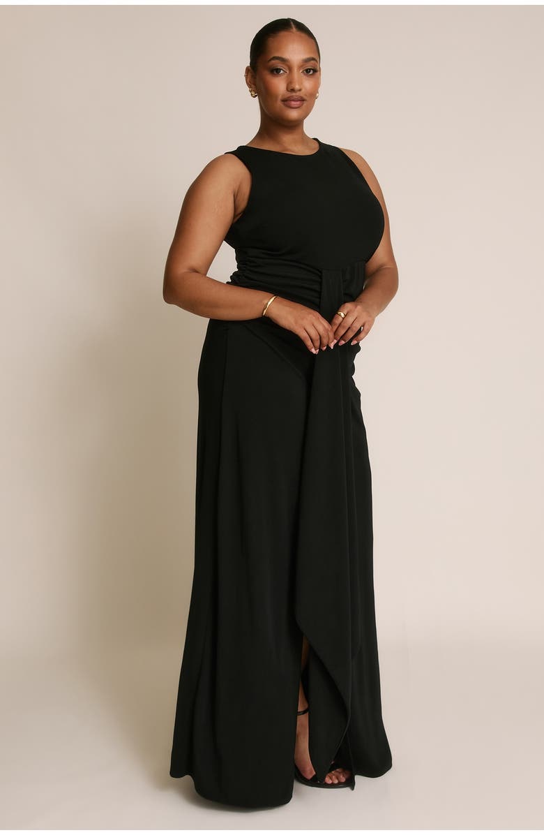 Six Stories Drape Gathered Sleeveless Stretch, Alternate, color, Black