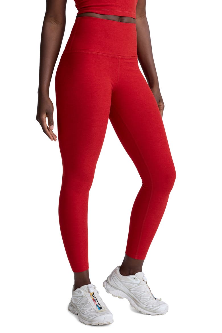 Caught in the Midi High Waist Leggings, Alternate, color, HOLLY RED HEATHER