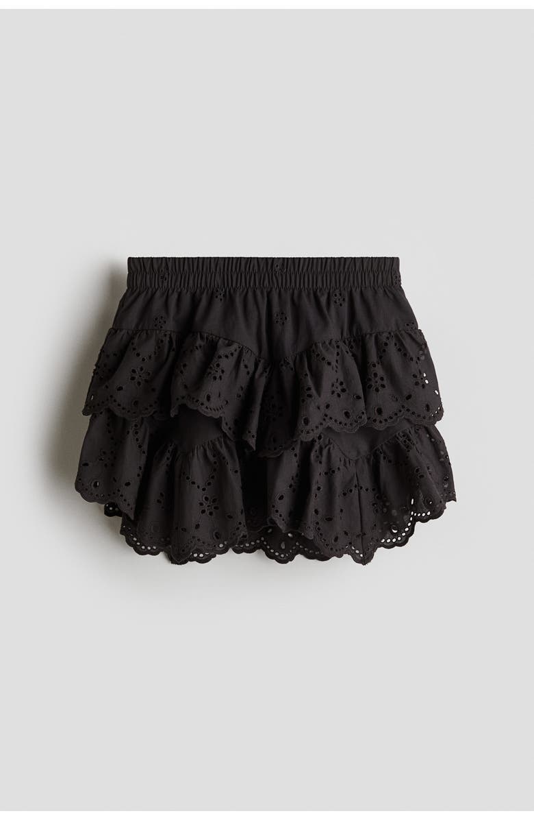 H&M Broderie Anglaise Cotton Skirt, Main, color, Black
