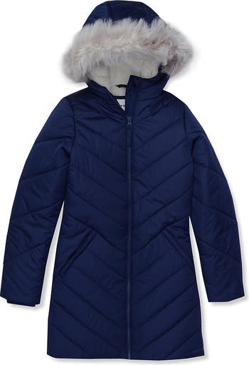 Girls Water Resistant Velour Parka