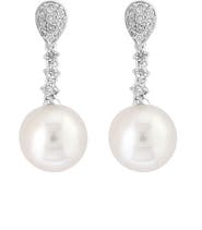 EFFY 925 Sterling Silver Diamond,Fresh Water Pearl Earrings