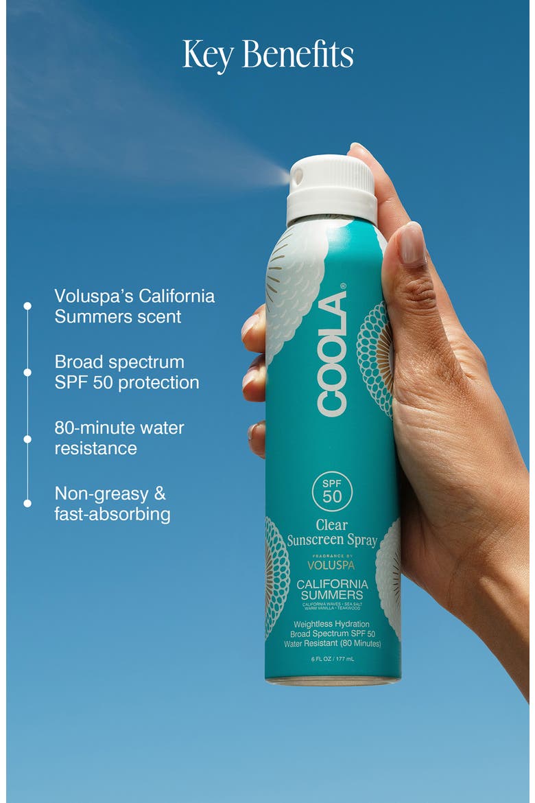 x Voluspa Clear Sunscreen Body Spray SPF 50 California Summers, Alternate, color, NO COLOR